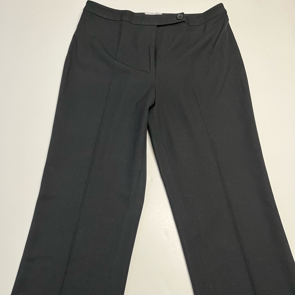Ann Taylor Loft Black Straight Leg Split Hem Cropped High Rise Trousers Pants 8
